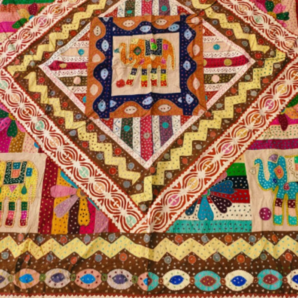 Kantha Cotton Bedspread Embroidery Handmade Applique Bedcover Bedsheet Quilts